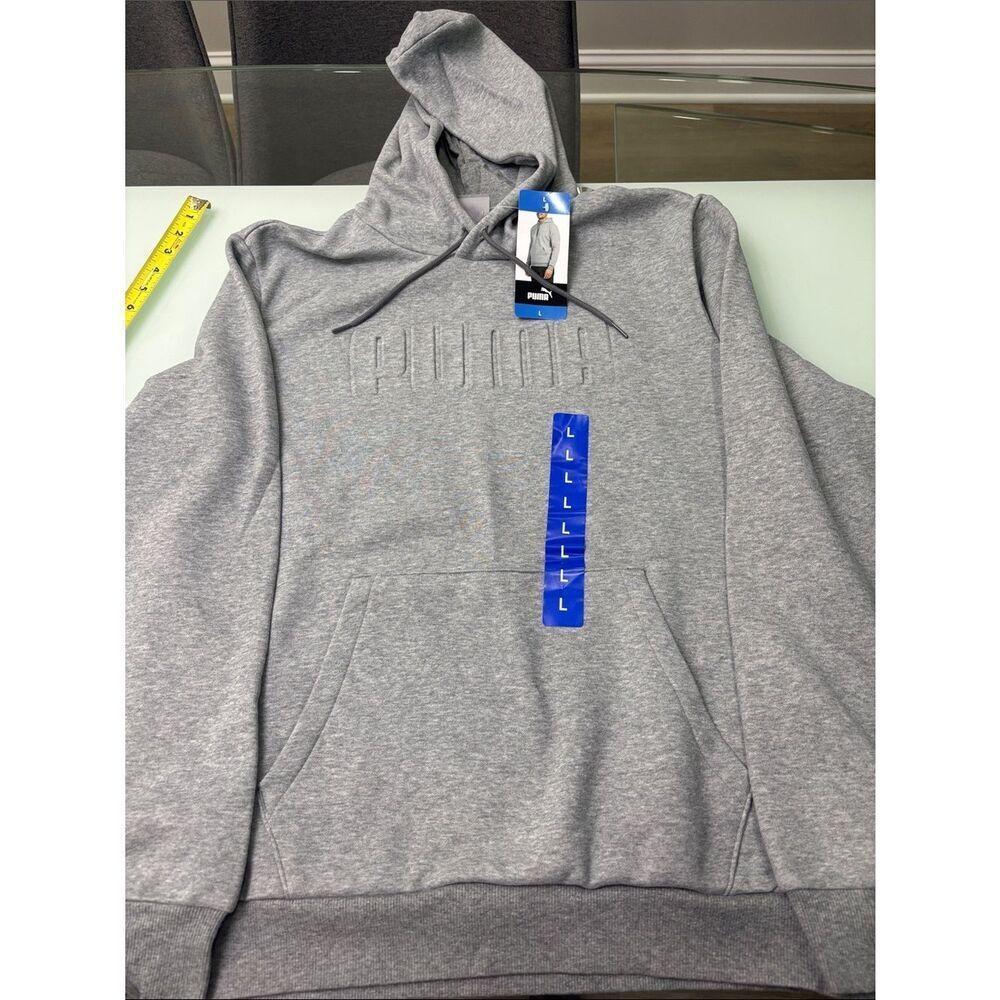 Puma Men’s Light Gray Embossed Logo Hoodie